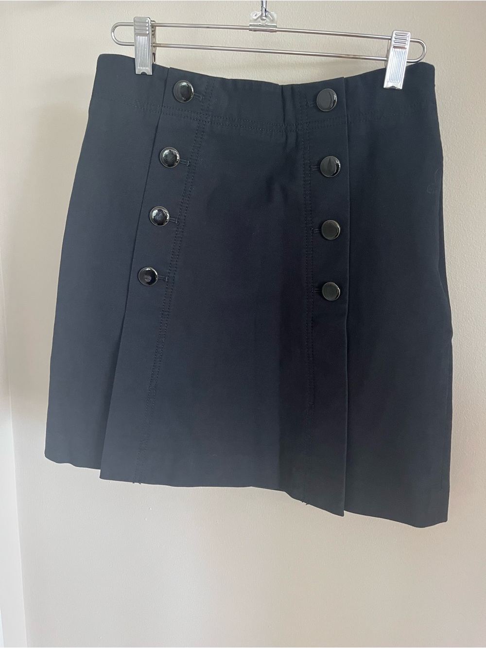 LOFT Black Button-Front Mini Skirt